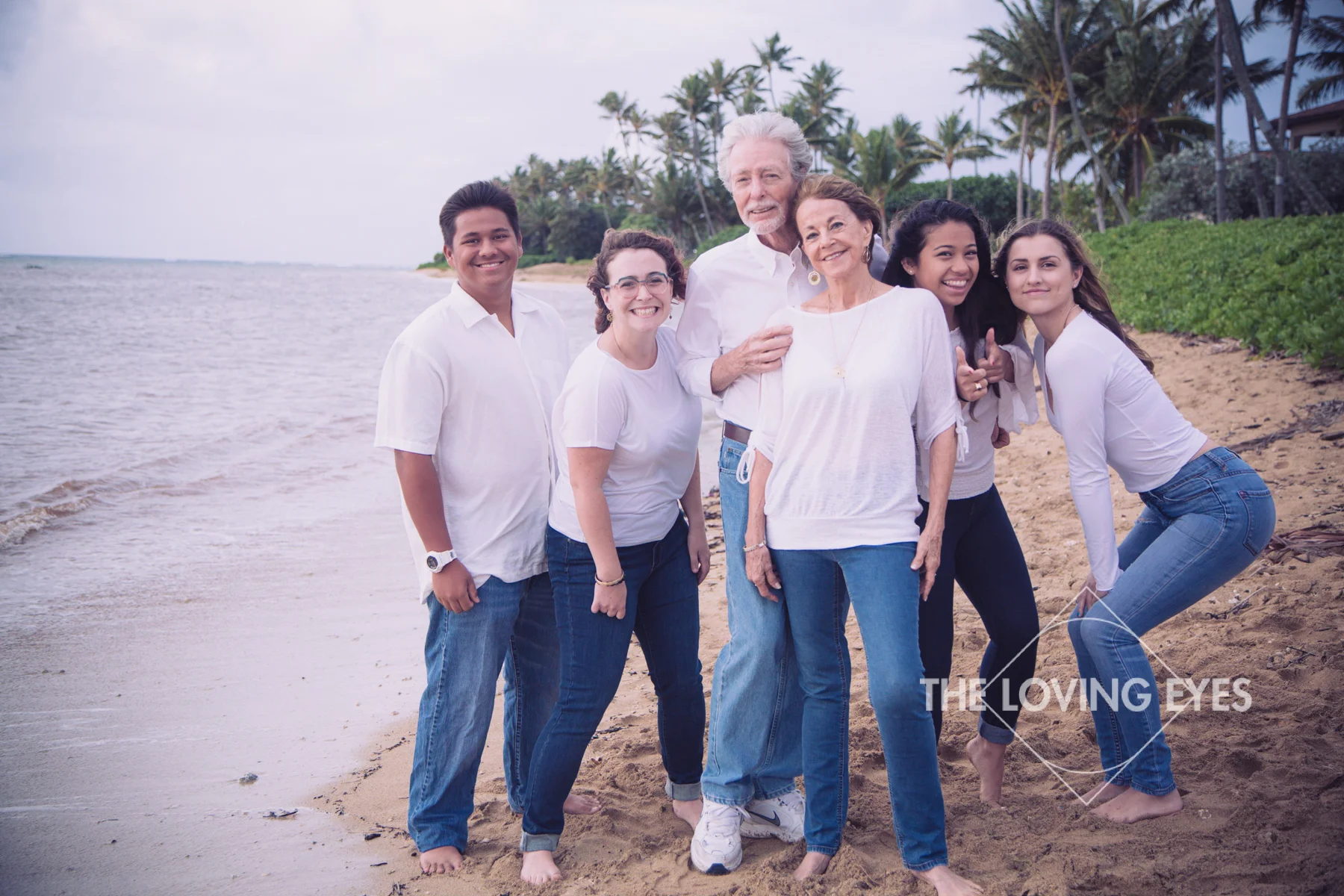 Family portrait on the beach in Hawaii