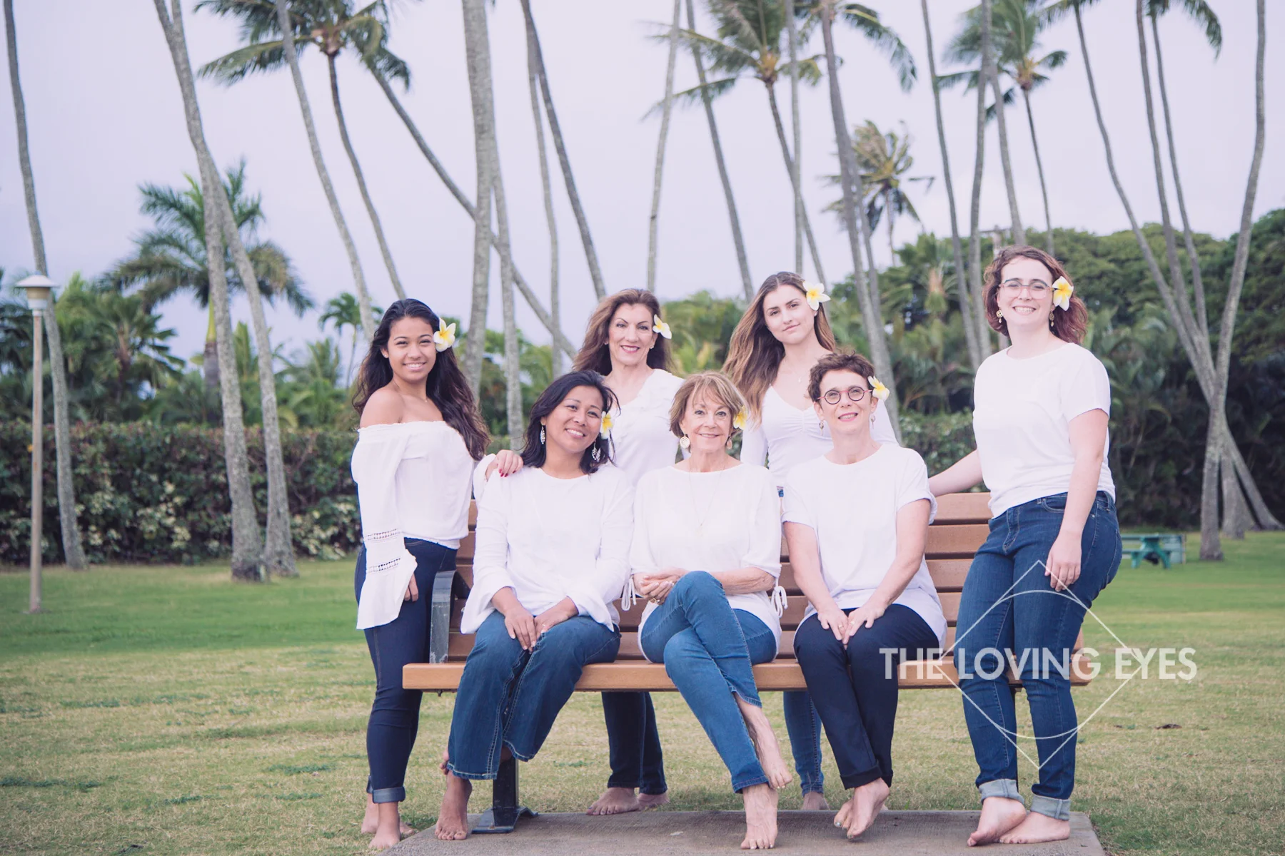 Family portrait at Waialae Beach Park in Hawaii