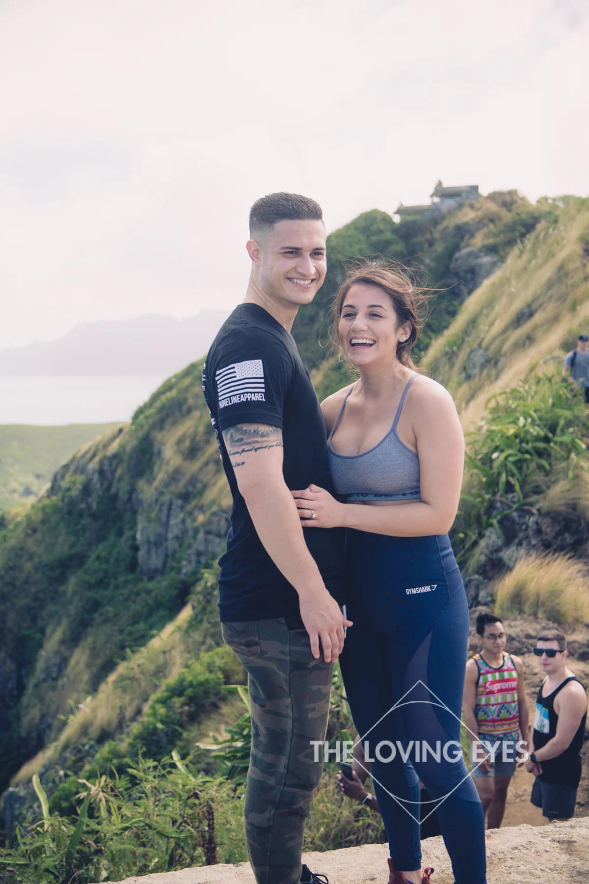 Romantic proposal atop Lanikai Pillbox in Hawaii