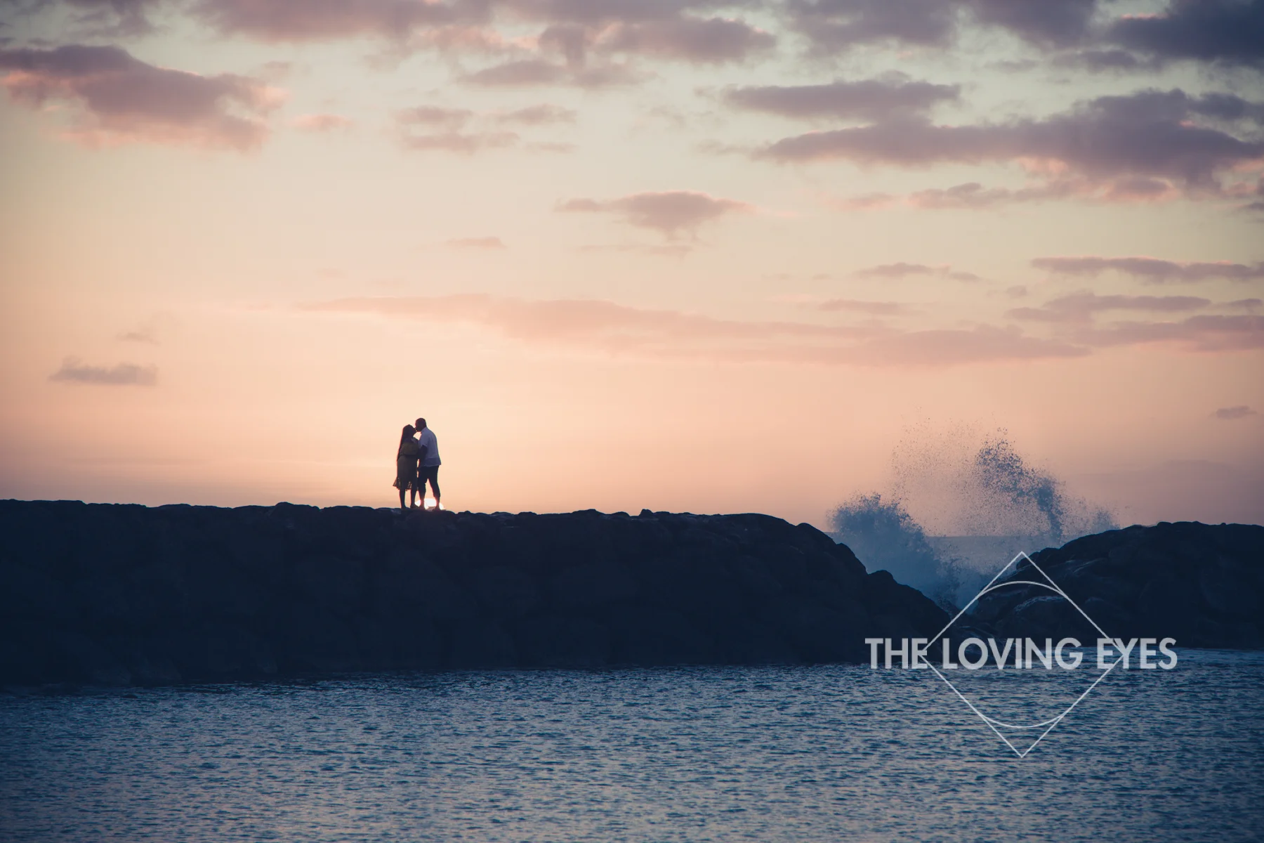 Stunning Hawaii engagement photo during sunset at Ala Moana Beach Park