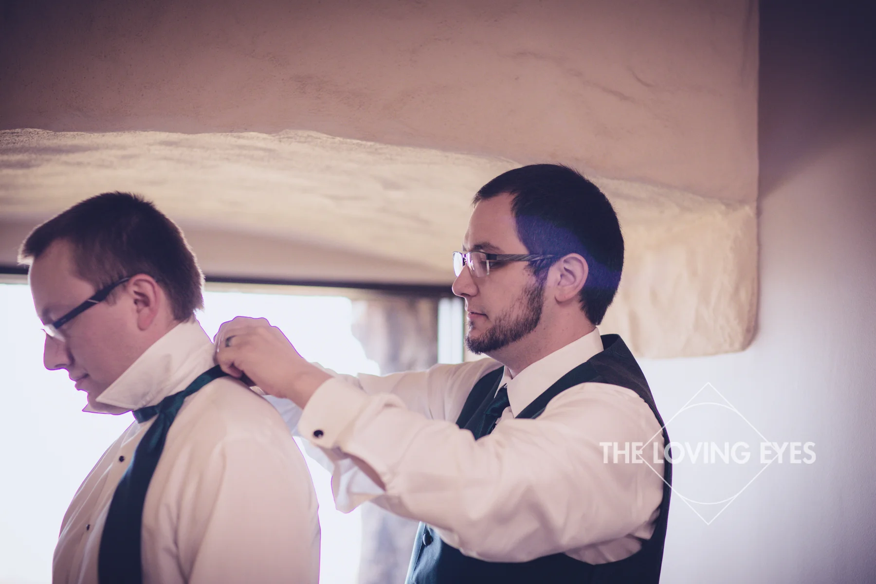 Groom and Best Man Getting Ready Before Wedding Ceremony