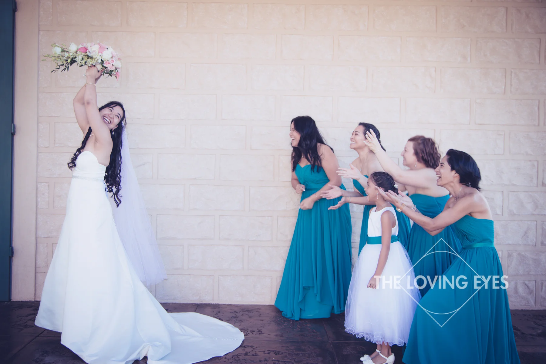 Fun Bridal party portrait at Bishop Memorial Chapel