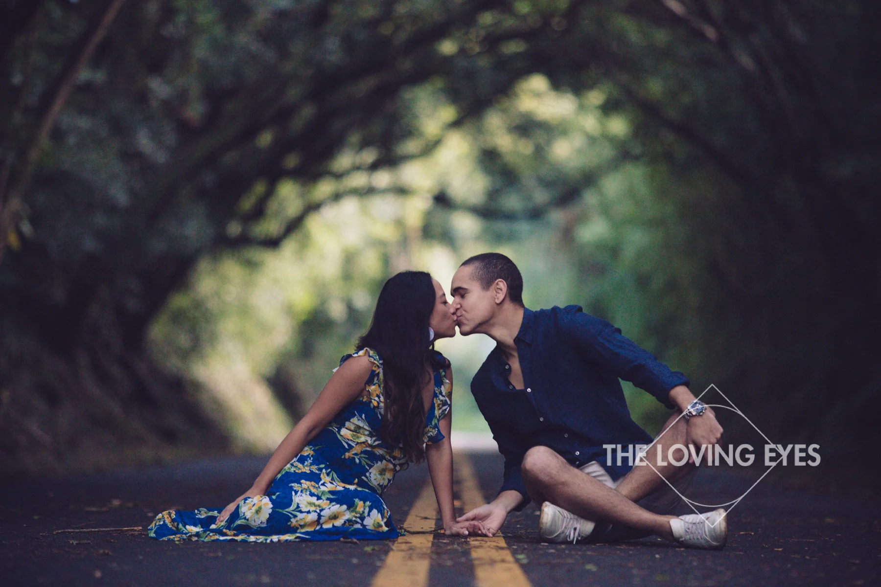 Engagement photo on the Nuuanu Old Pali Road in Hawai