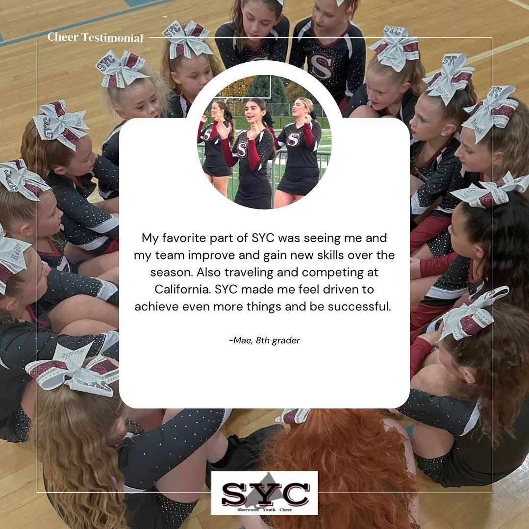 Our Parent Info Night is TONIGHT! 6-7pm at SMS. 

With our upcoming season, let&rsquo;s see what our promoting eighth grader, Mae, loves about SYC! 

&ldquo;My favorite part of SYC was seeing me and my team improve and gain new skills over the season