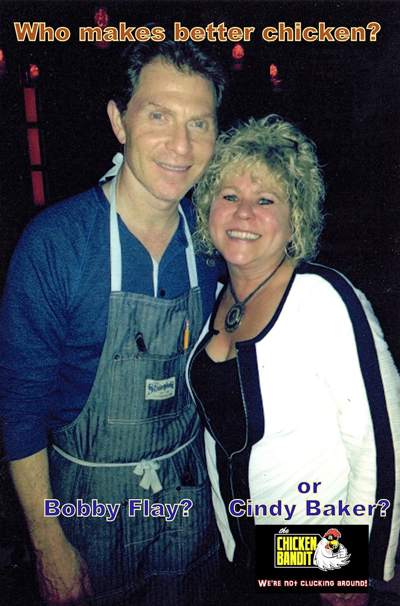 You will have to decide! Go to Bobby Flay's "Gato" Restaurant in lower Manhattan to try his. We've been there and it's a great place to eat! That's where this photo was taken . Bobby was working the kitchen that night. Then come to the Chicken Bandit Food Truck and try our famous "Bandit Seasoned" Chicken. 