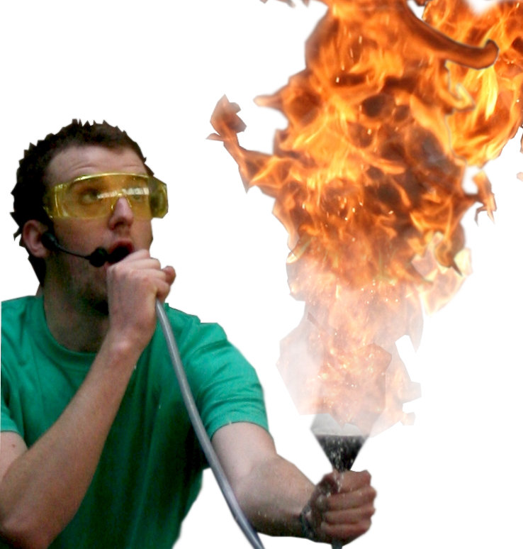 Mitchell Serena teaches about combustion by creating an amazing fireball as part of the "Solids, Liquids, Gases & Plasmas" show