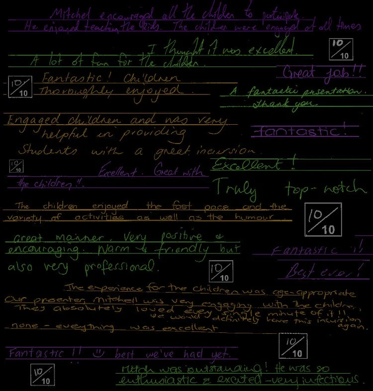 “The show was excellent & the demonstrations aligned to our unit of work ‘Melting Moments’. Mitch was a great presenter”