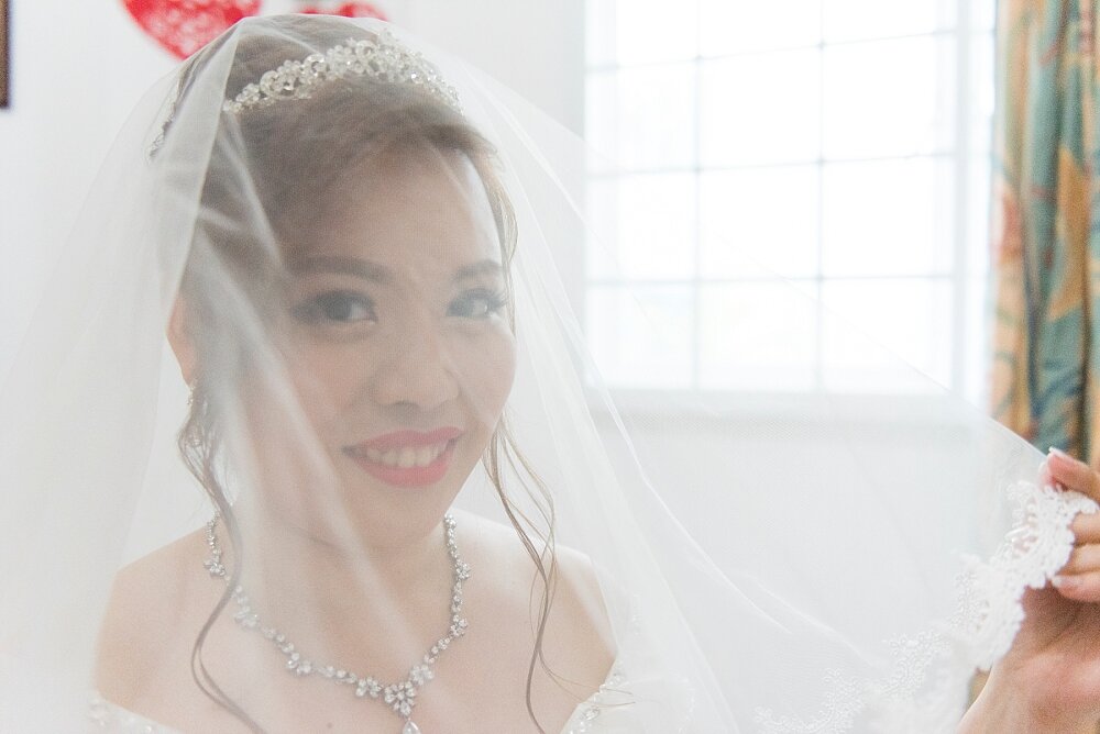 Bride with her veil