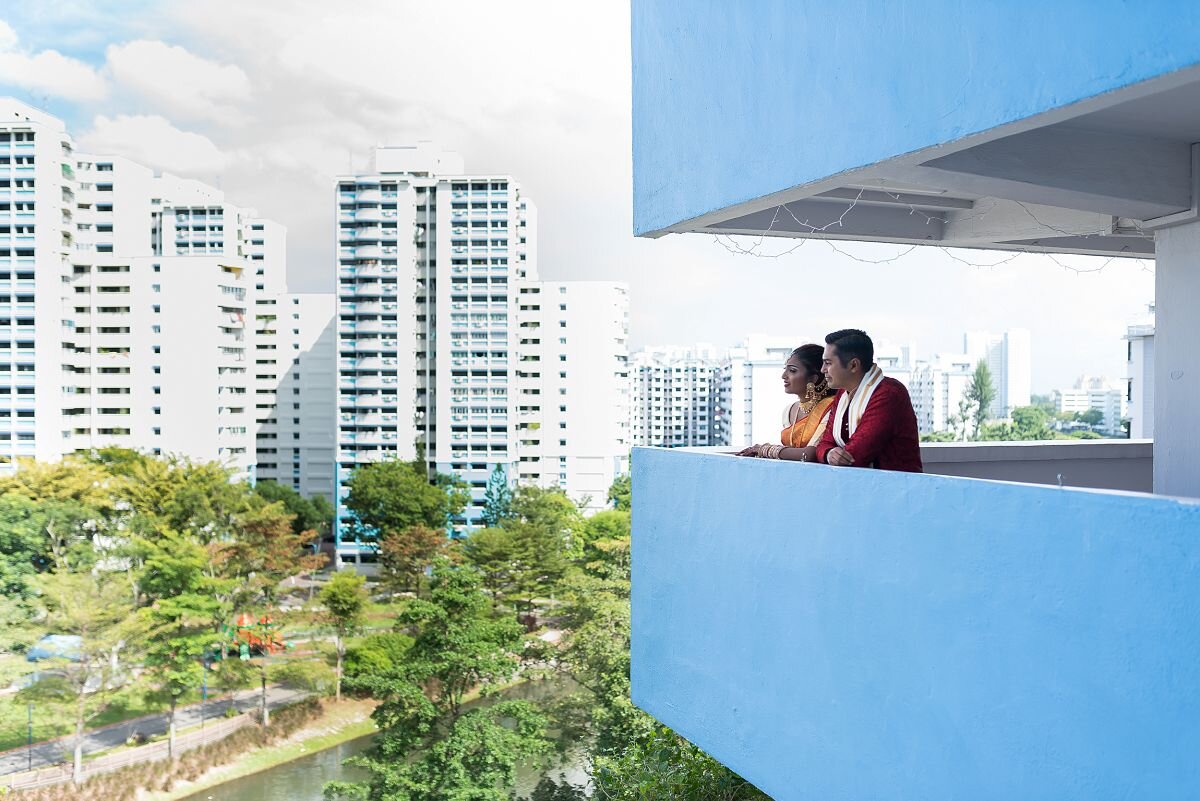 Indian wedding couple in HDB