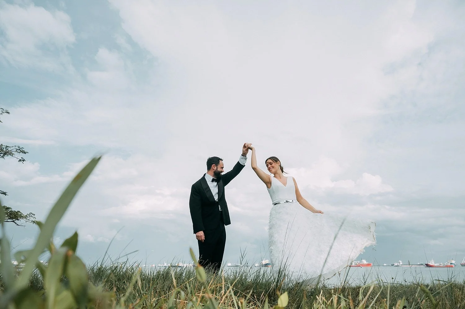 Stunning Wedding Photoshoot at Marina Barrage and a Hidden Rural Gem