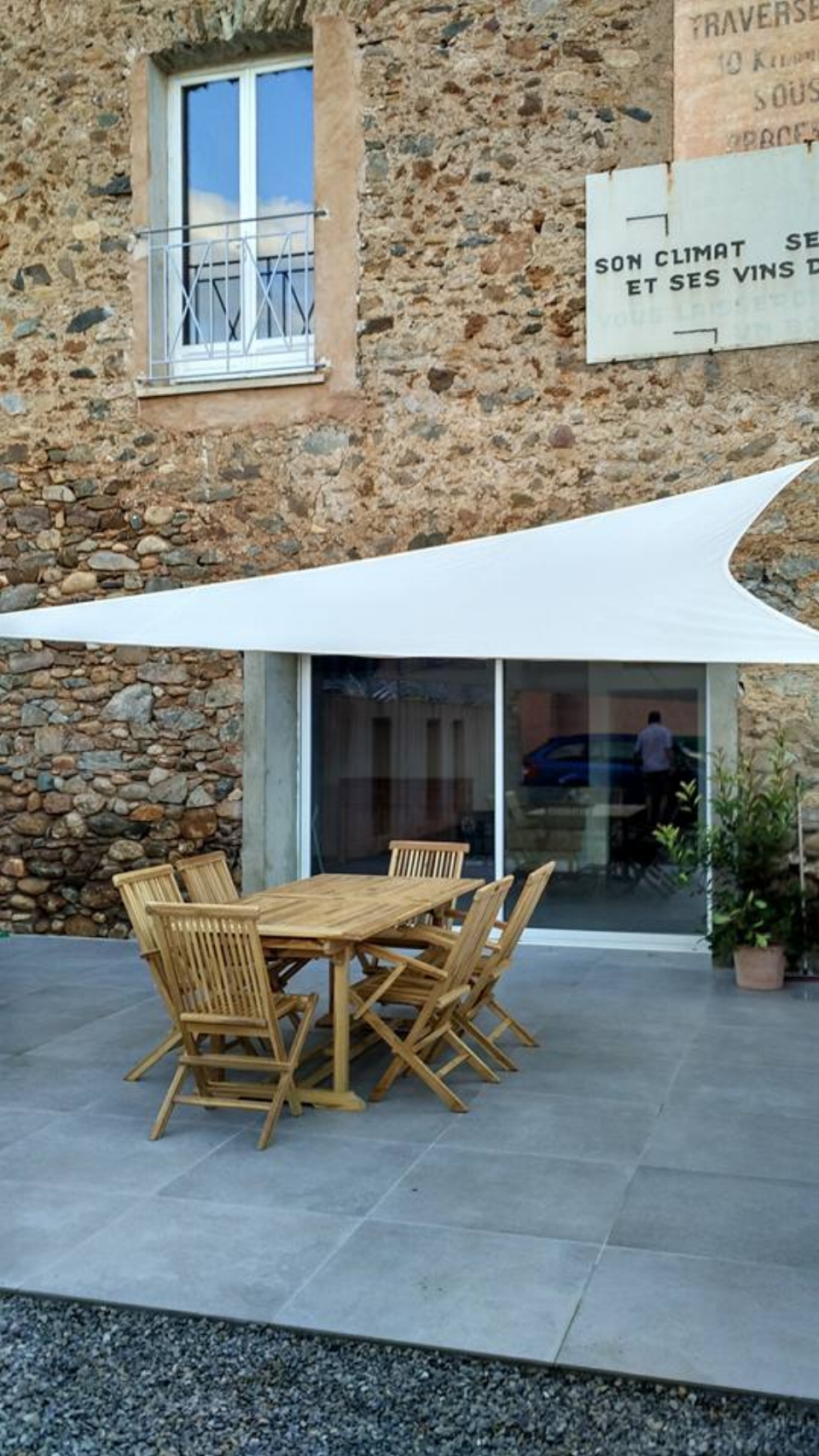 Private terrace and entrance into Cave living room