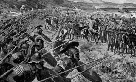Herodotus records the Persians' surprise, at the Battle of Marathon, that the Greek hoplites simply charged at them without the support of either cavalry or missile troops. The mainland Greeks were at a relatively early stage in their culture where each man fought with admirable naivet é .