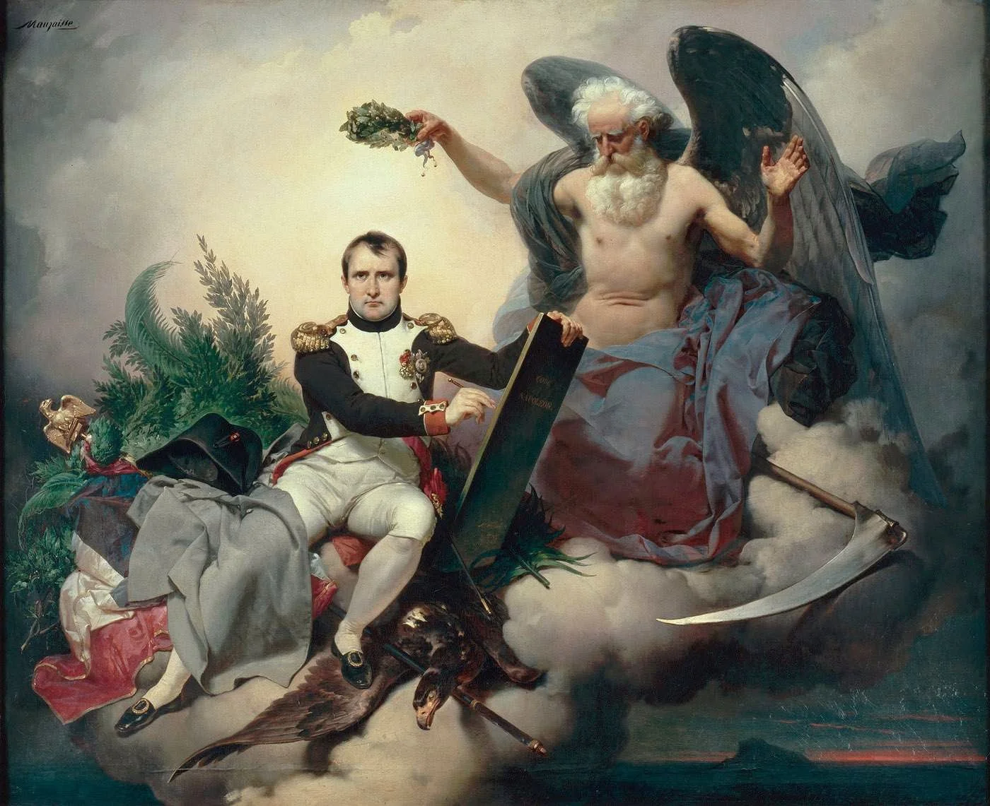 A fitting illustration of the Continental-Napoleonic ideal, where a lofty law is ordained to the people from above (painting by Jean-Baptiste Mauzaisse).
