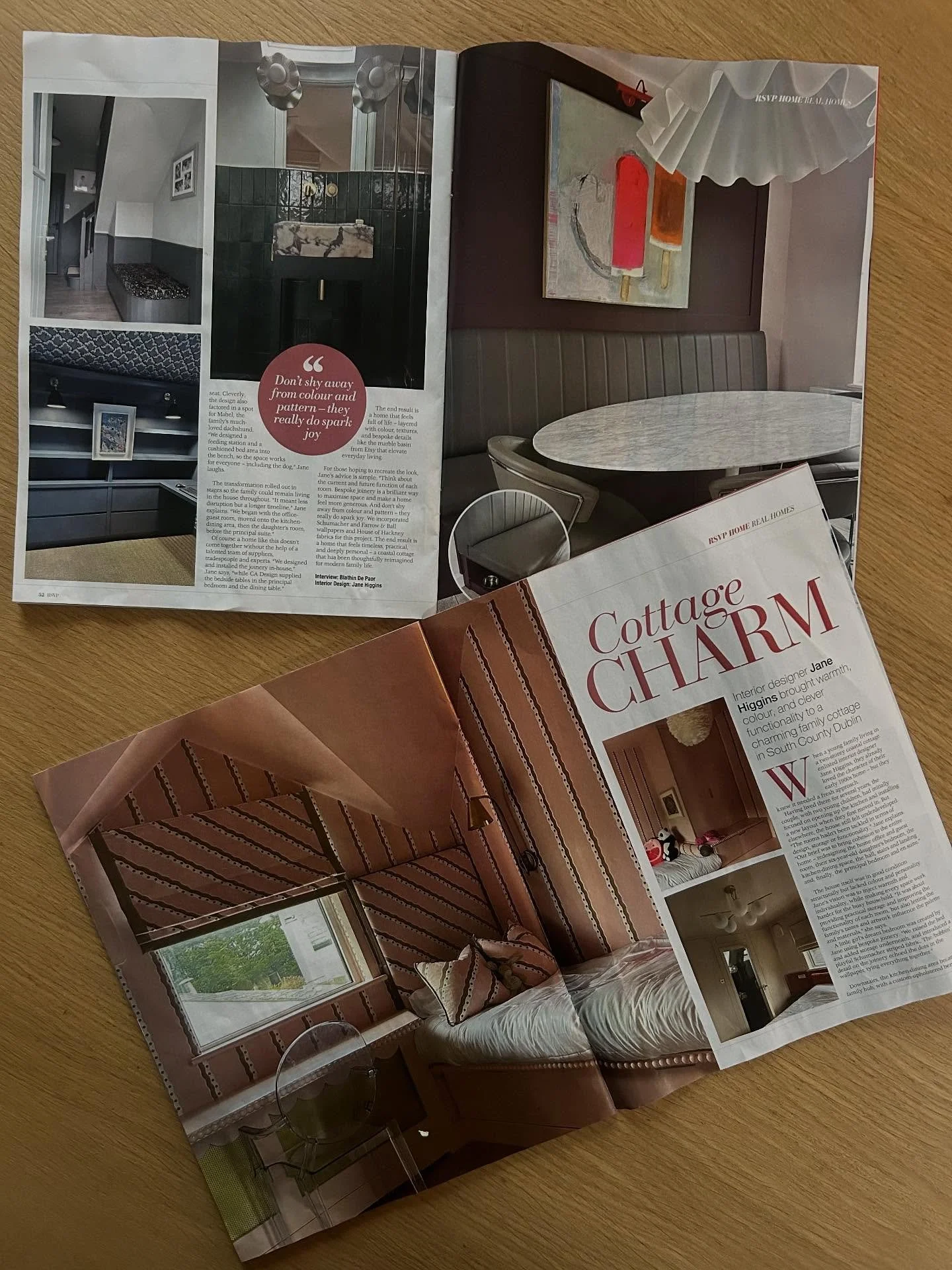 Colour comeback | vibrant family living as seen in @rsvpmagazine1 
Colour, pattern, texture and bespoke joinery elevate & add playfulness to this gorgeous coastal home.  Even a place for Mabel the dogs bowls 🐶 
As always it takes willing clients