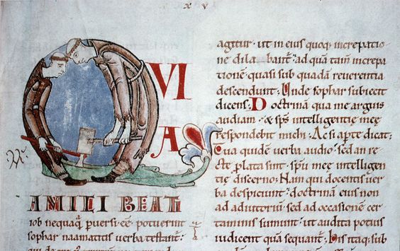 Moines fendant du bois, Grégoire le Grand, Moralia in Job, Cîteaux, v. 1111 - Dijon, BM, ms. 170, fol. 59