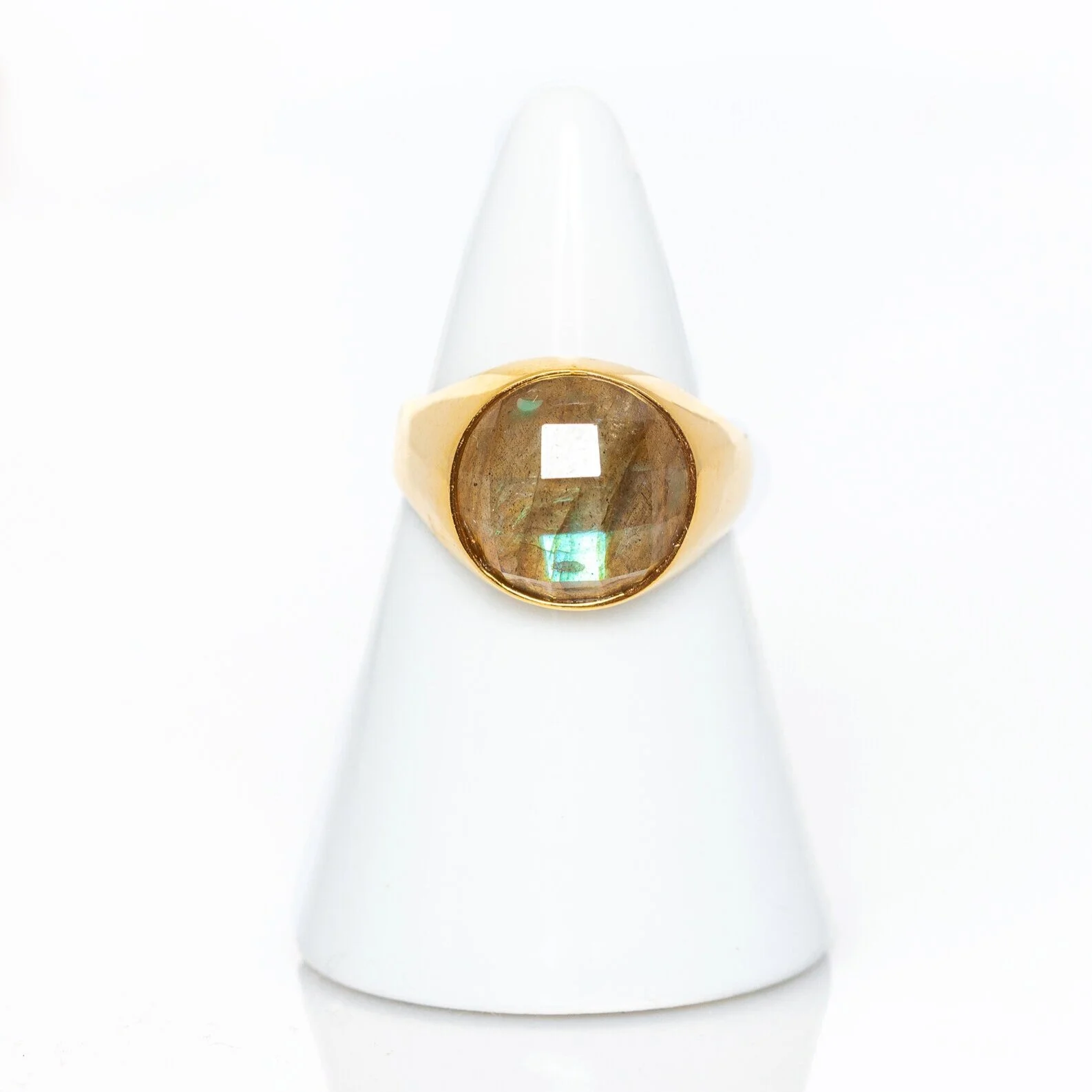 Anillo Sello Labradorita Redonda