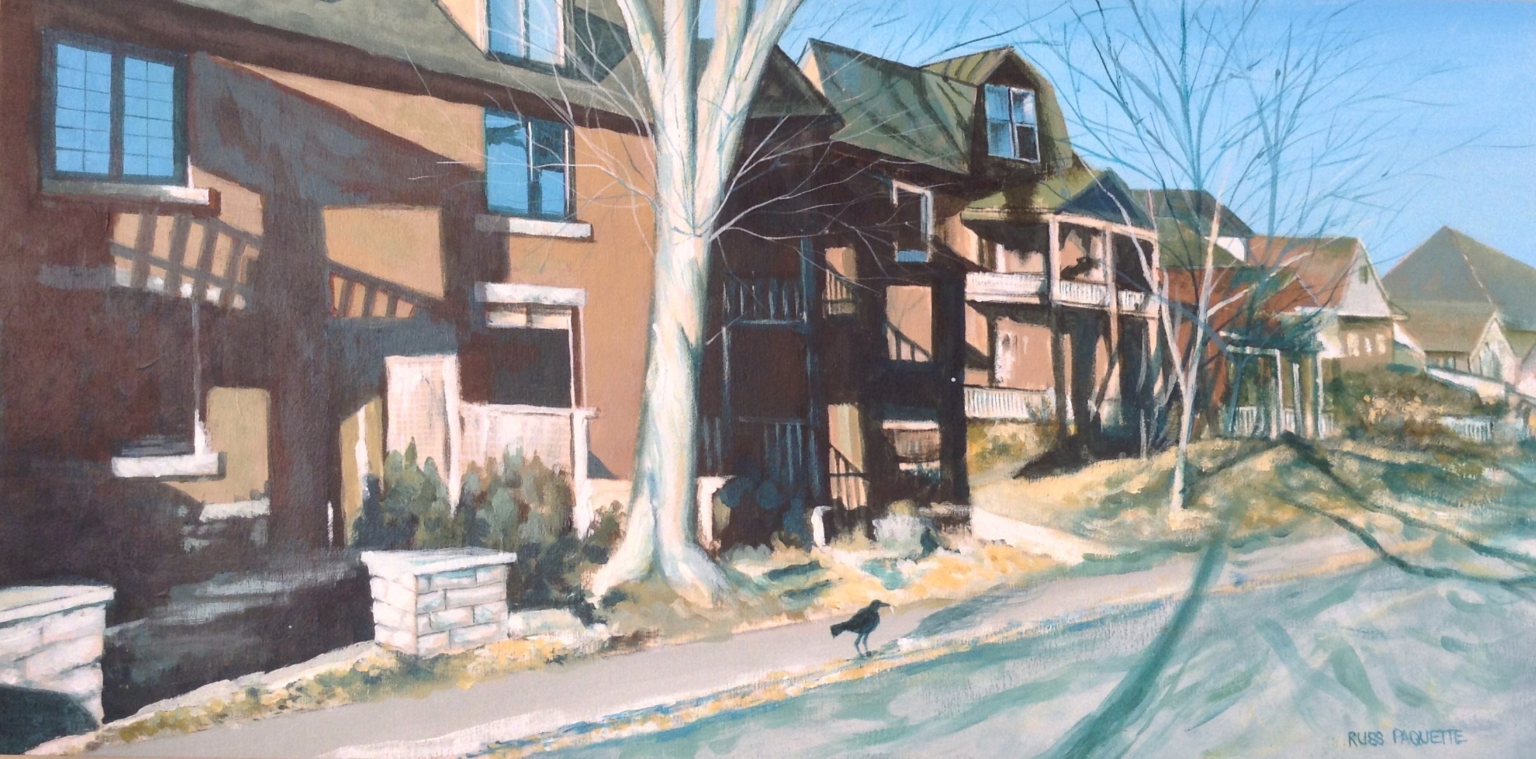 "Awaiting the First Snow" - 20x10 - acrylic on board - available