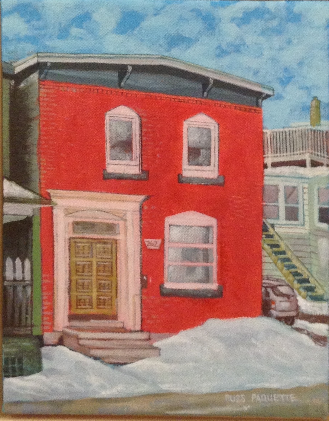 "Red House on Armstrong" - 8x10 - acrylic on canvas - private collection