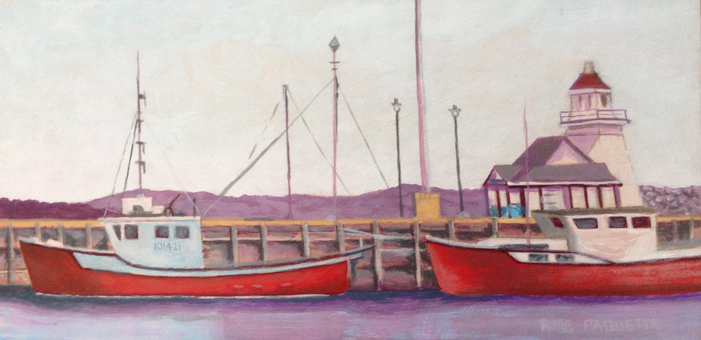"Red Boats" - 12x6 - acrylic on board - available
