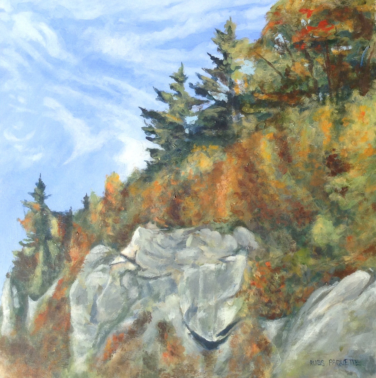 "Highway 105 to Wakefield" - 16x16 - acrylic on board - available