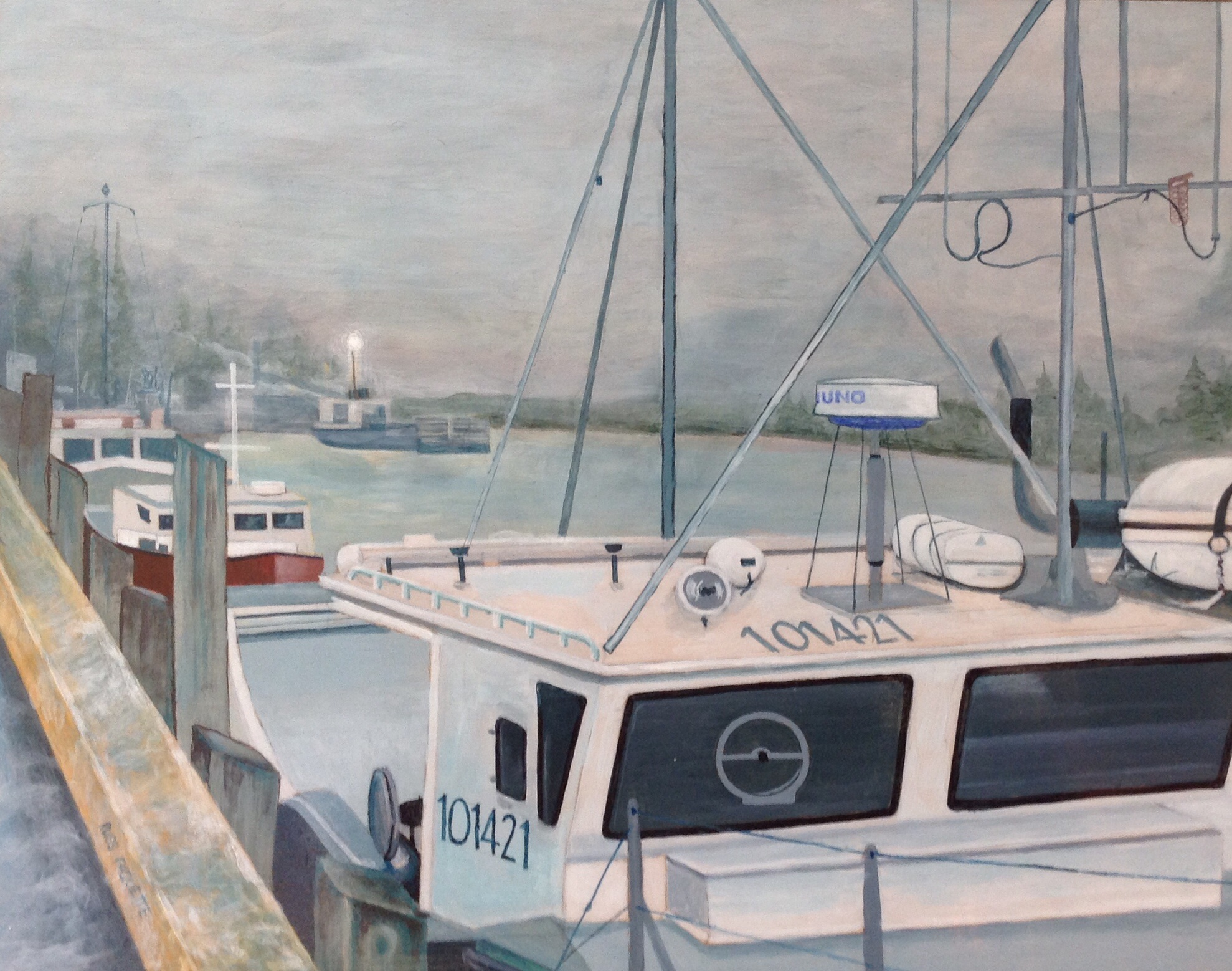 "Magic of the Wharf Light" - 20x16 - acrylic on board - available