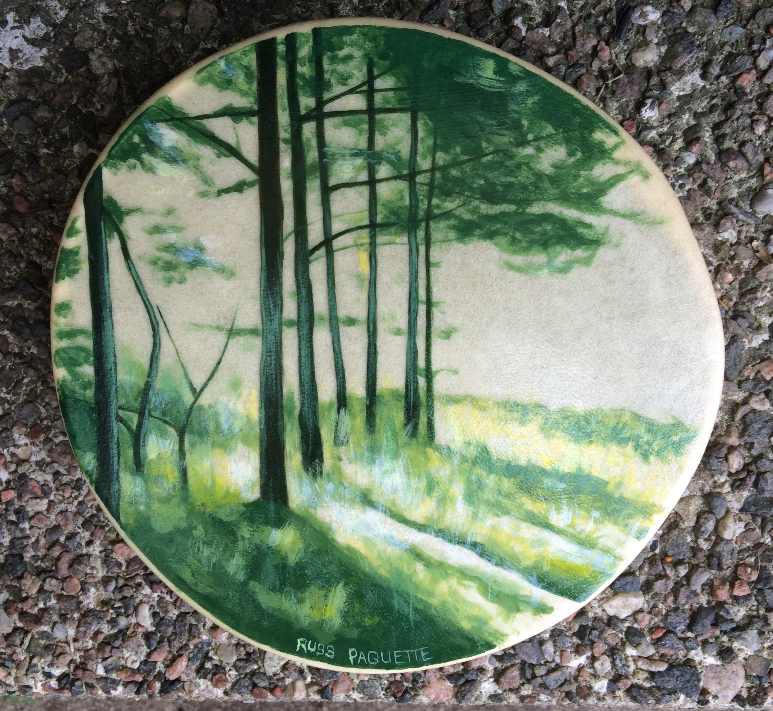 "Giver of Light" - 8" deerskin drum - acrylic - private collection.