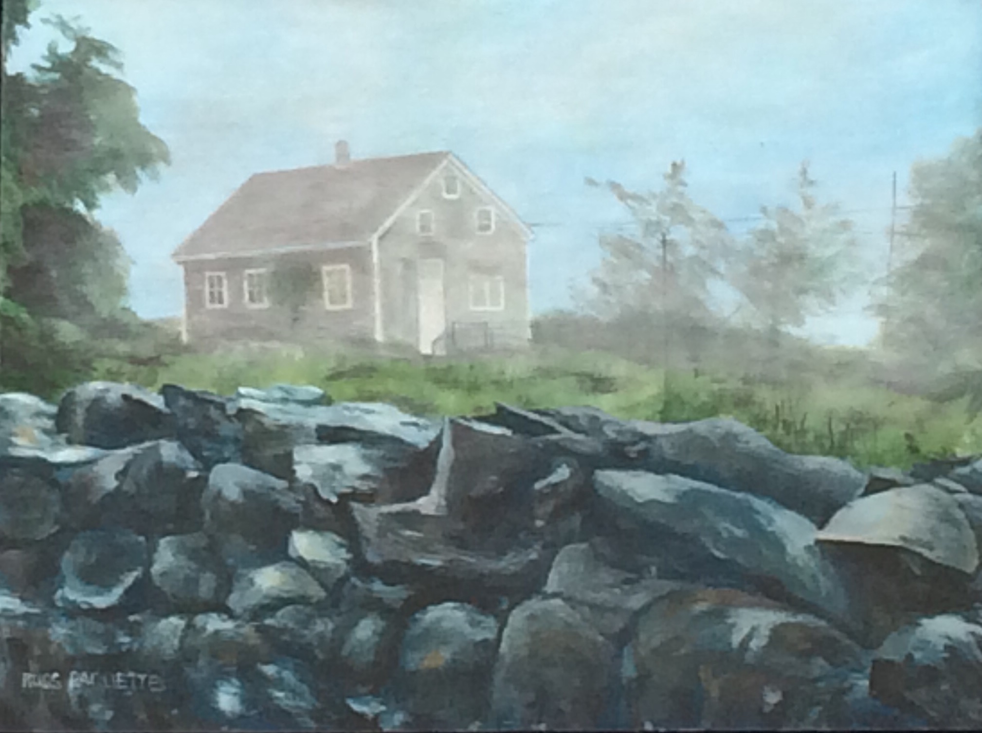 "Fog from the Back Bay" - 12x9 - acrylic on board