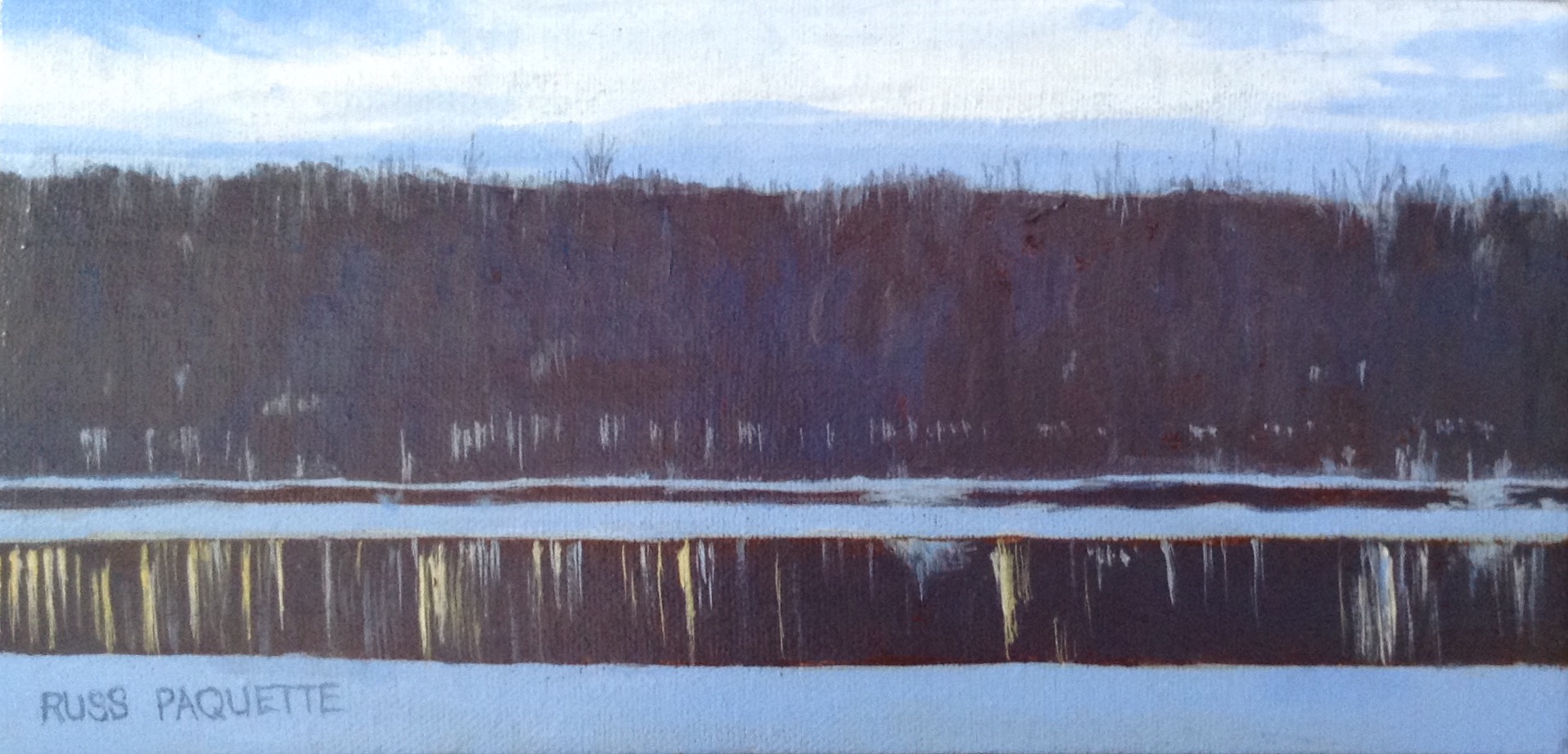 "Winter's Reflection" - 10x5 - acrylic on canvas - framed - private collection