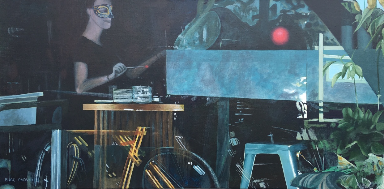 “Fire Keeper” - 30x15 - acrylic on canvas - private collection of the artist