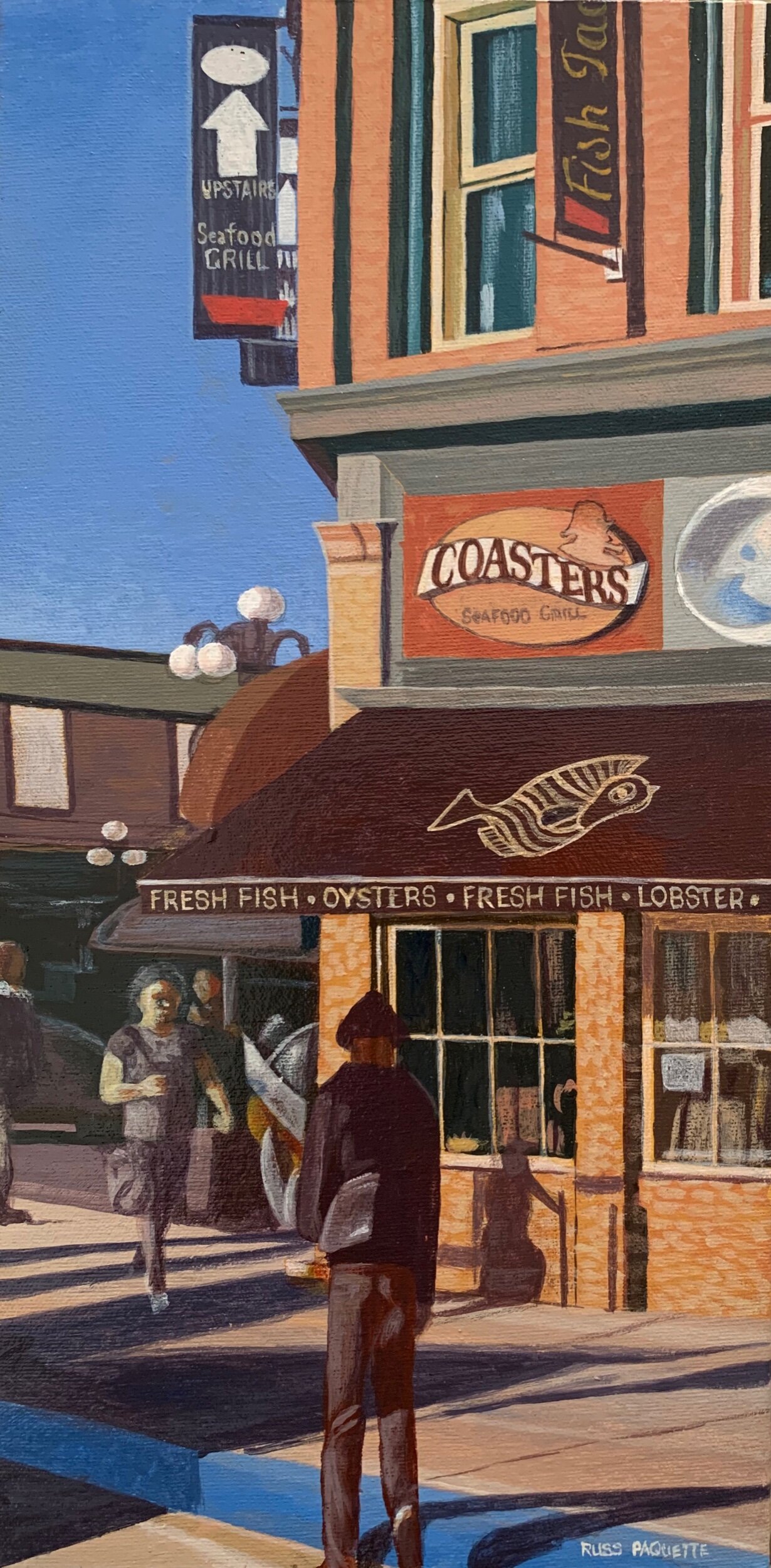 “An Evening in the Market”, 8x16, acrylic on canvas - private collection