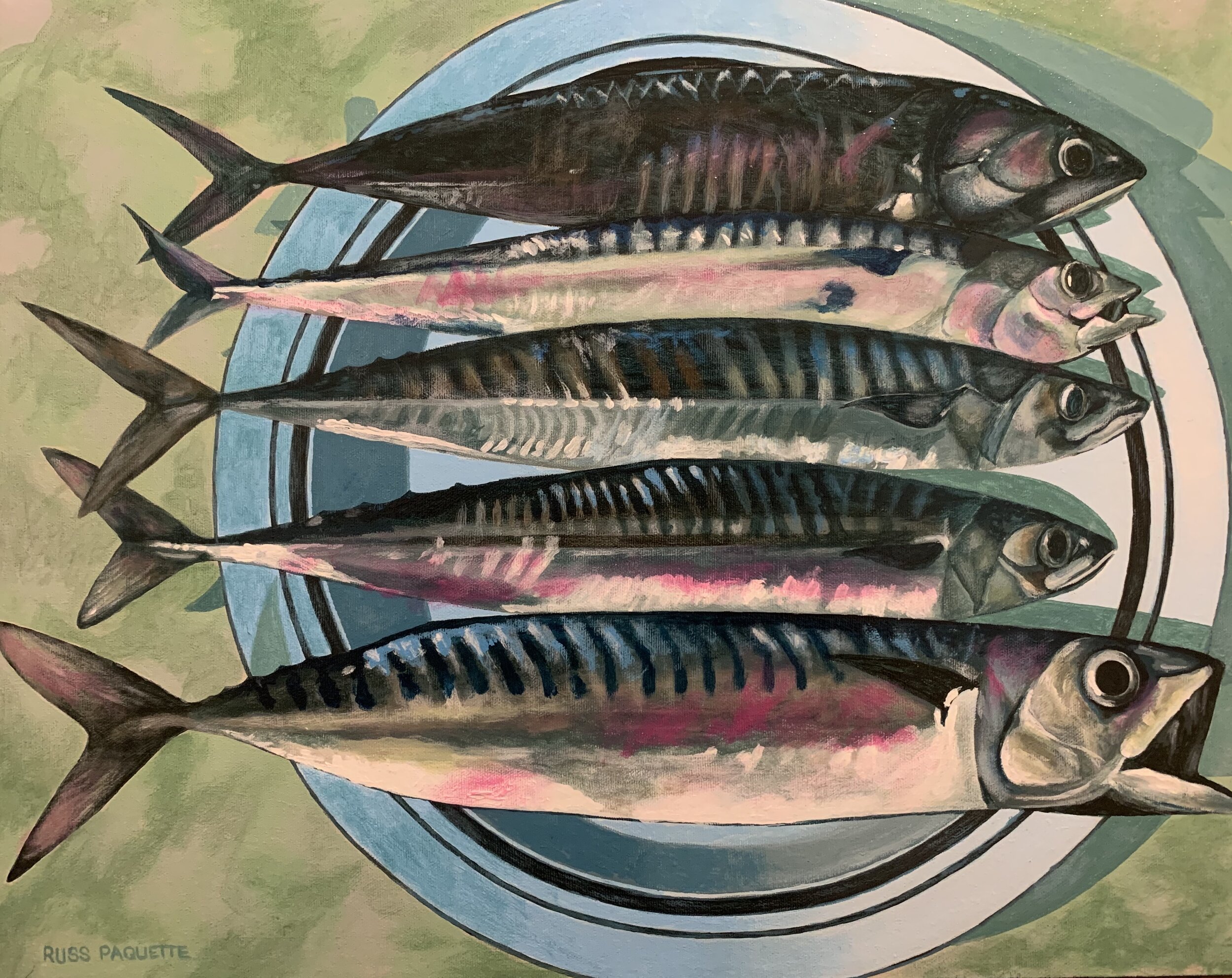 Five Fish - 18x12 - acrylic on canvas - private collection