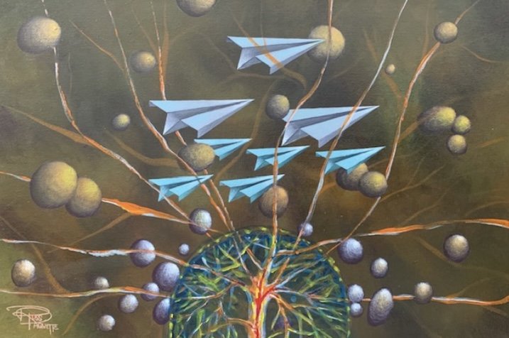 "Crown of Thorns" - 12x18 - acrylic on canvas, framed - available