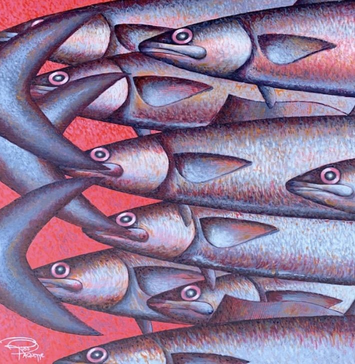 "Impetus - 12" - 20x20 - acrylic on canvas, framed - private collection