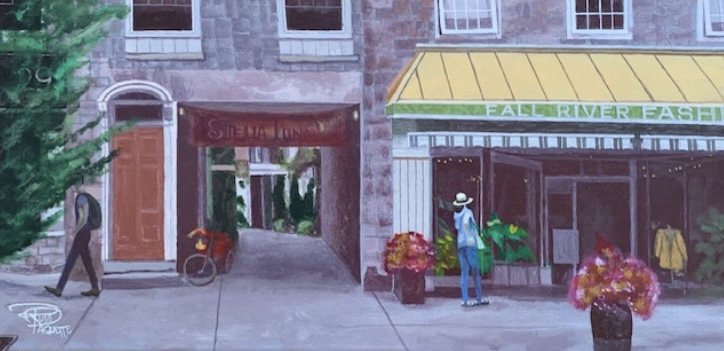 "Gore Street Shopping"" - 12x24 - acrylic on canvas - available