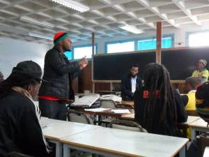 Adofo Minka of Cooperation Jackson facilitating the conversation around Pan Africanism in the 21st Century and giving context to the struggle and priorities of the United States with other Pan Africanist from around the world.