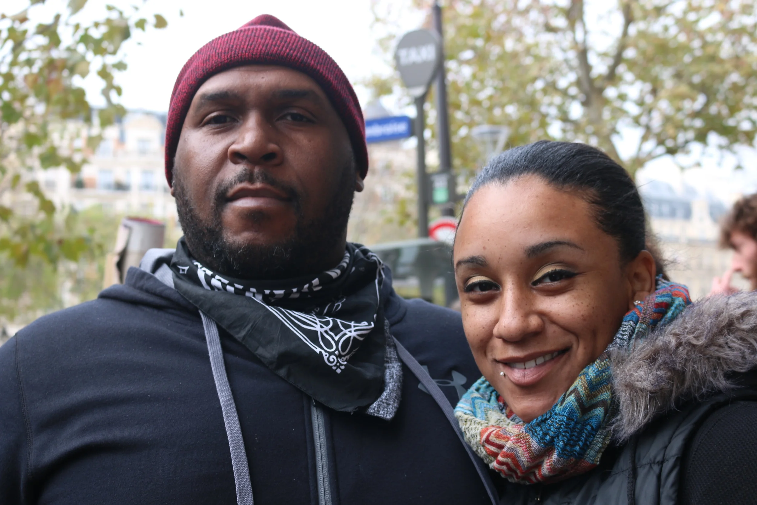 VERNON YOUNG & FA'SEYE AINA SUNNY GONZALEZ, AT THE HUMAN CHAIN ACTION WITH OVER 10,000 PEOPLE WHO DEFIED THE PROTEST BAN IN ORDER TO STAND UP FOR PEACE AND CLIMATE JUSTICE.