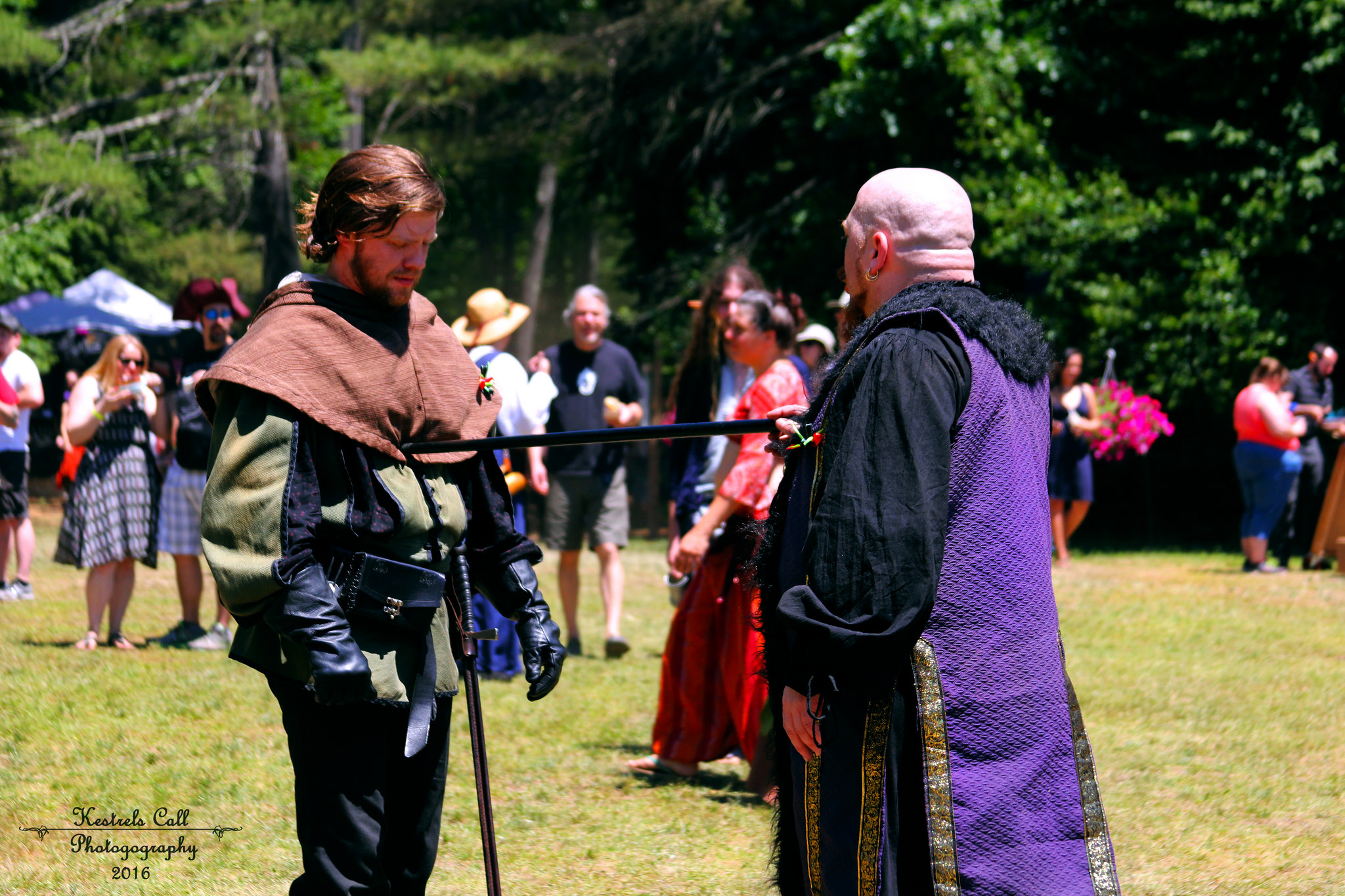A tense moment between Robinhood and the Sheriff of Nottingham.