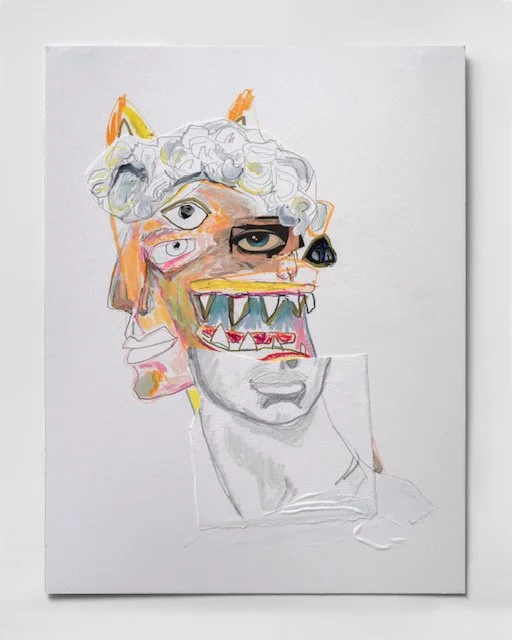 Discobolus, Mixed media and collage on paper. 15 in x 19 in