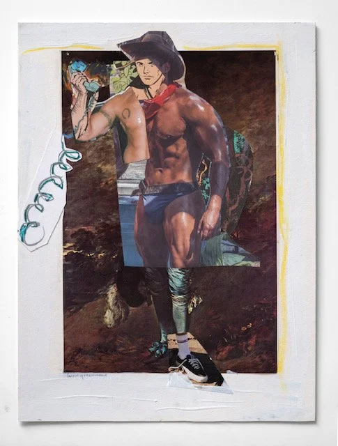 Party-Line (white) Mixed media and collage on paper. 13 in x 16 3⁄4 in