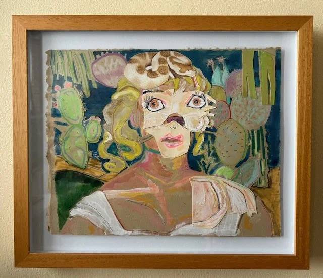    Lion Canyon,   2022,     collage and mixed media on paper, 10 1/4 x 10 framed, $550 