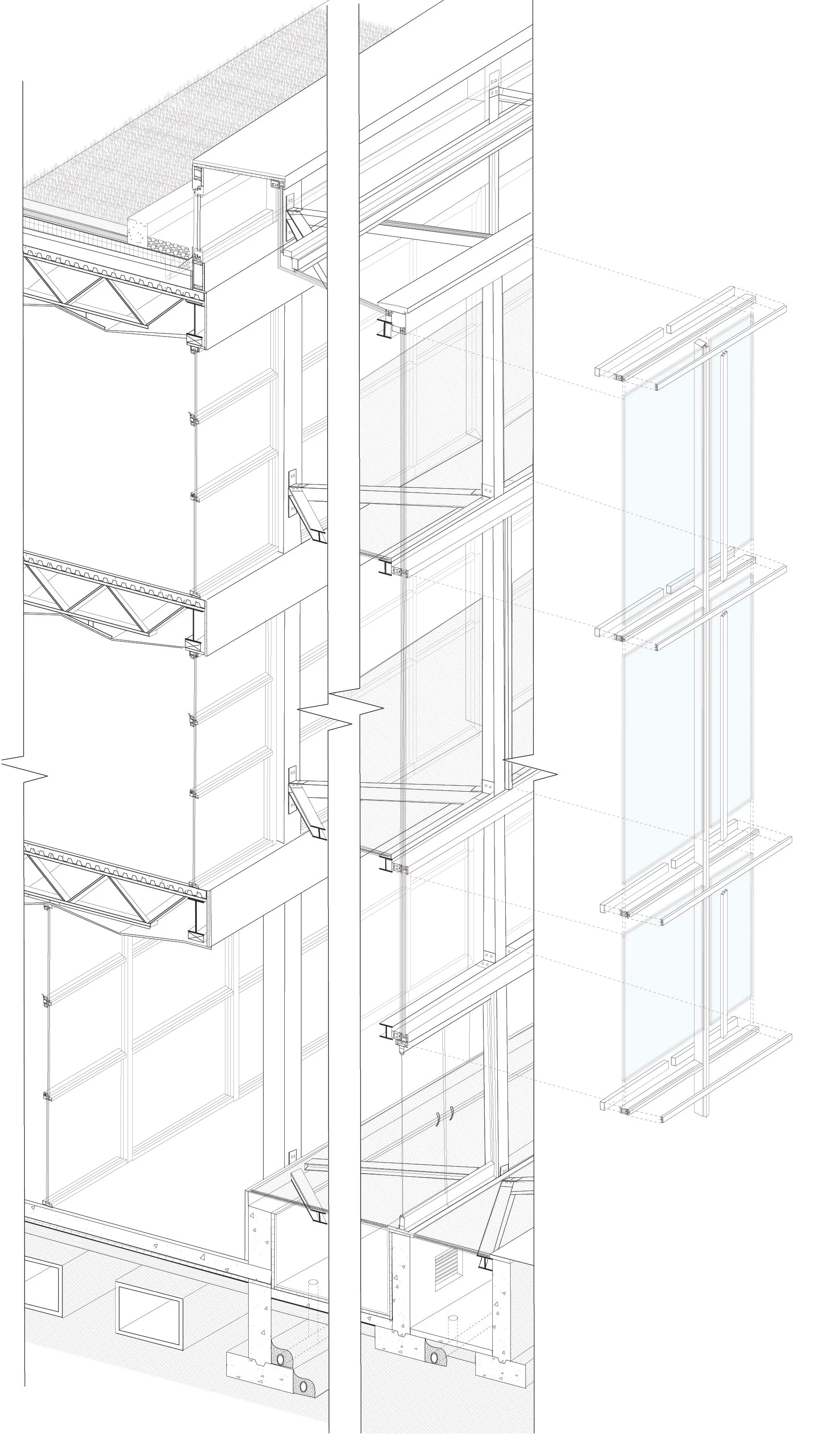   sectional axon of exterior building envelope&nbsp;  