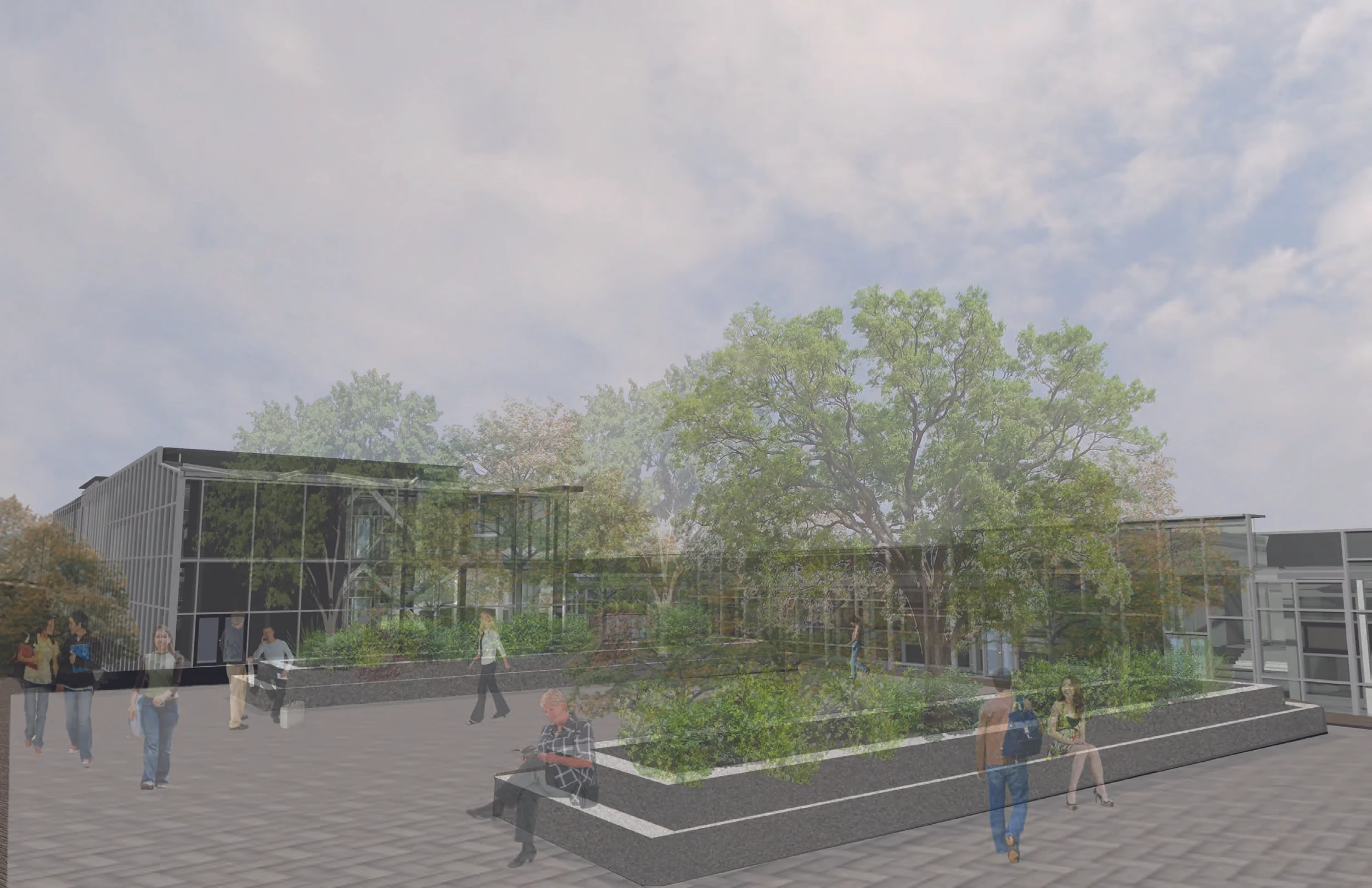   perspective rendering of courtyard entry of&nbsp;first floor&nbsp;  