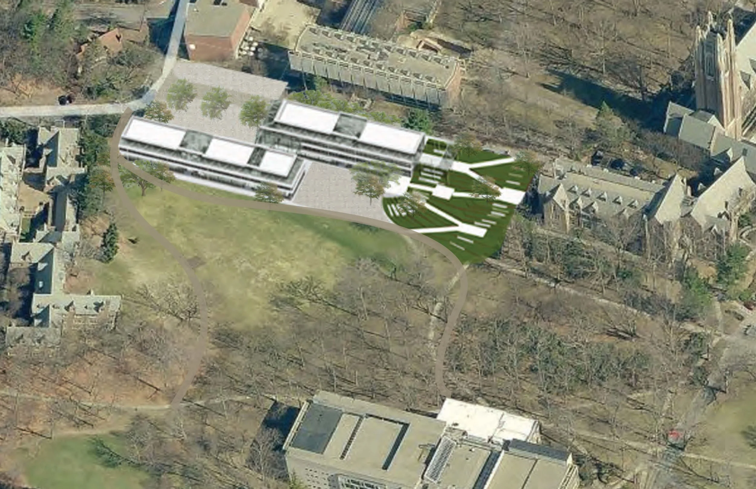   aerial view of building on existing site  