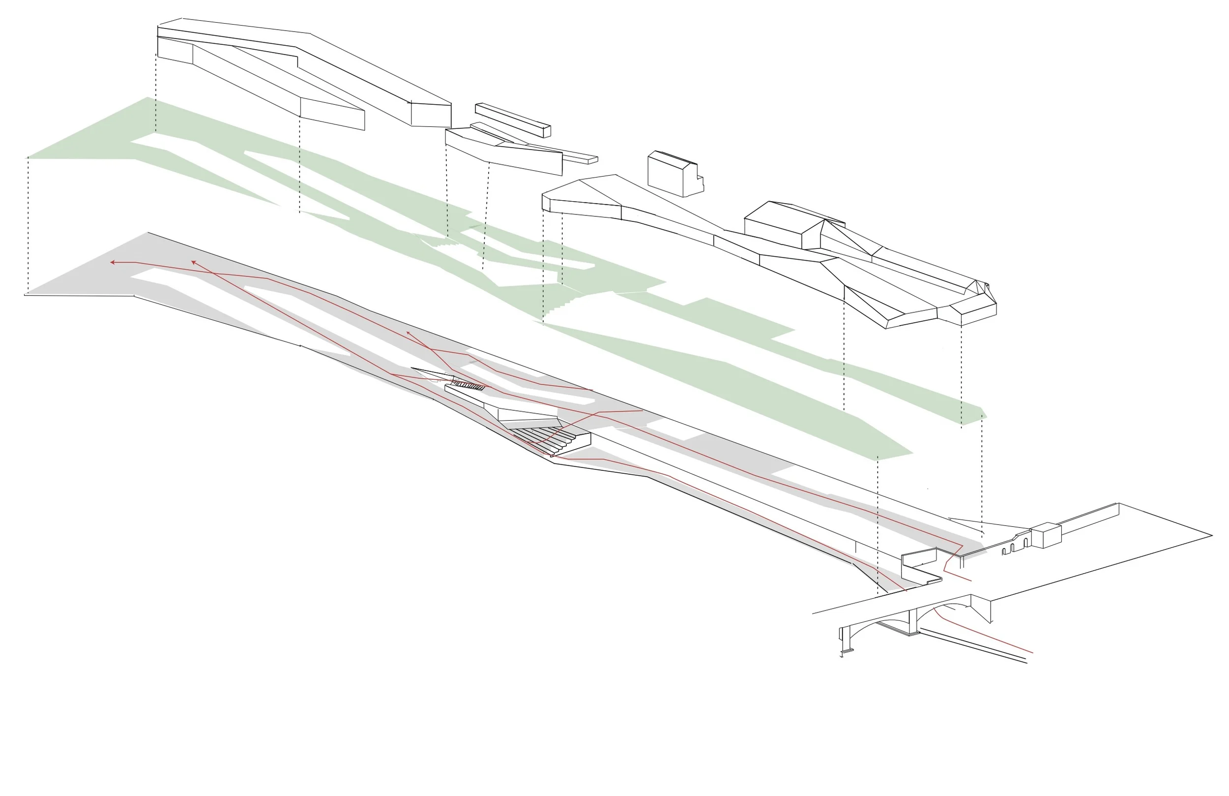   site axon: volumes, green space &amp; circulation  