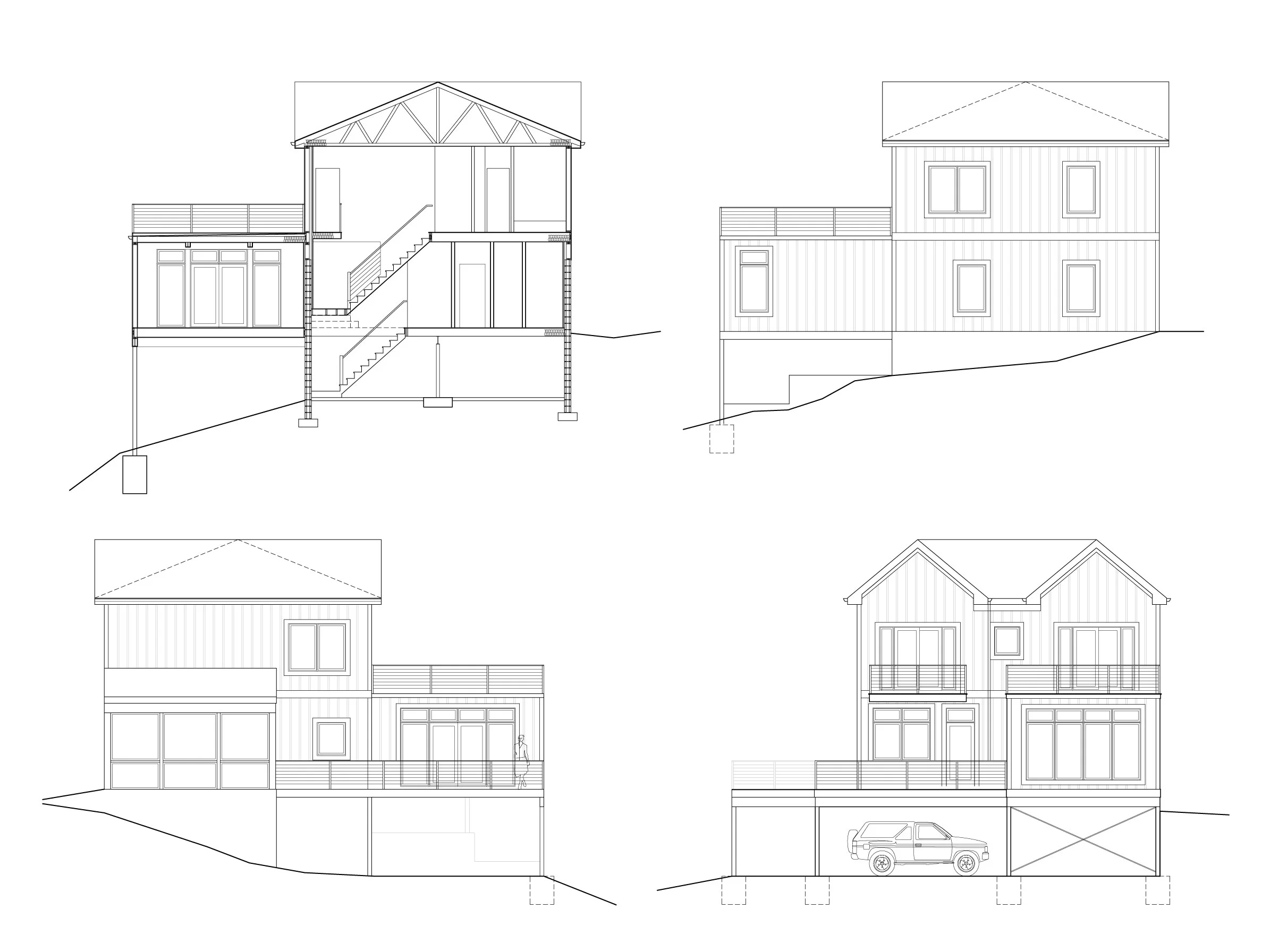 Elevations and Section
