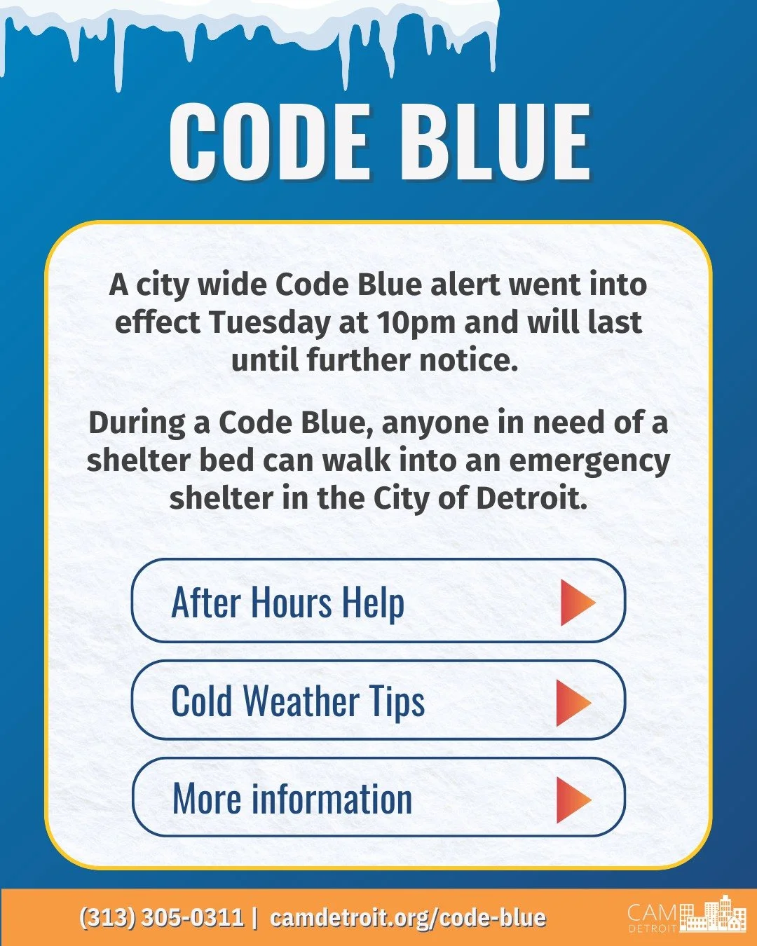 For more information visit camdetroit.org/code-blue