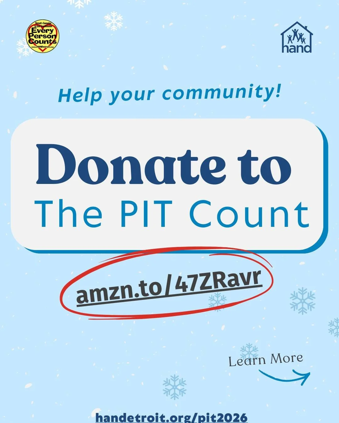 Learn More about the PIT Count at handetroit.org/pit2026 (donation link in profile)

#PITCount26 #PointinTimeCount2026 #donate #wishlist #amazonwishlist #pit2026 #homelessness #unhousedhelp