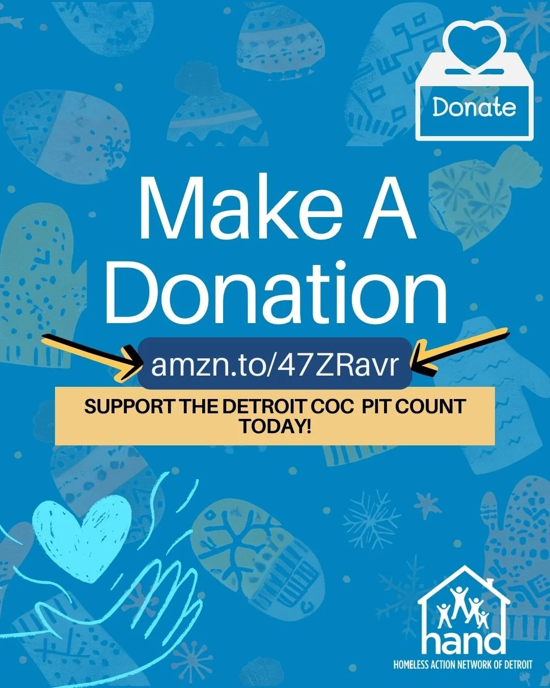Happy Friday! Support the Detroit CoC Pit Count today by donating to our amazon wishlist. All essential items will be distributed to persons experiencing homelessness. Make a difference today!

#DonateToday #Donate #MakeADifference #DetroitCoC #PITCo