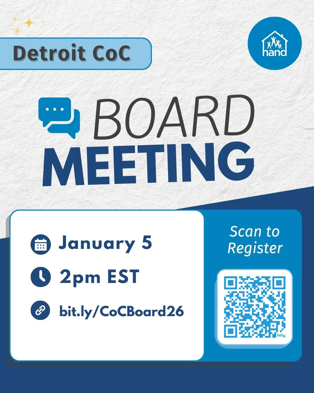 Join us at the next Detroit CoC board meeting! Register by scanning the QR code or at the link in our profile