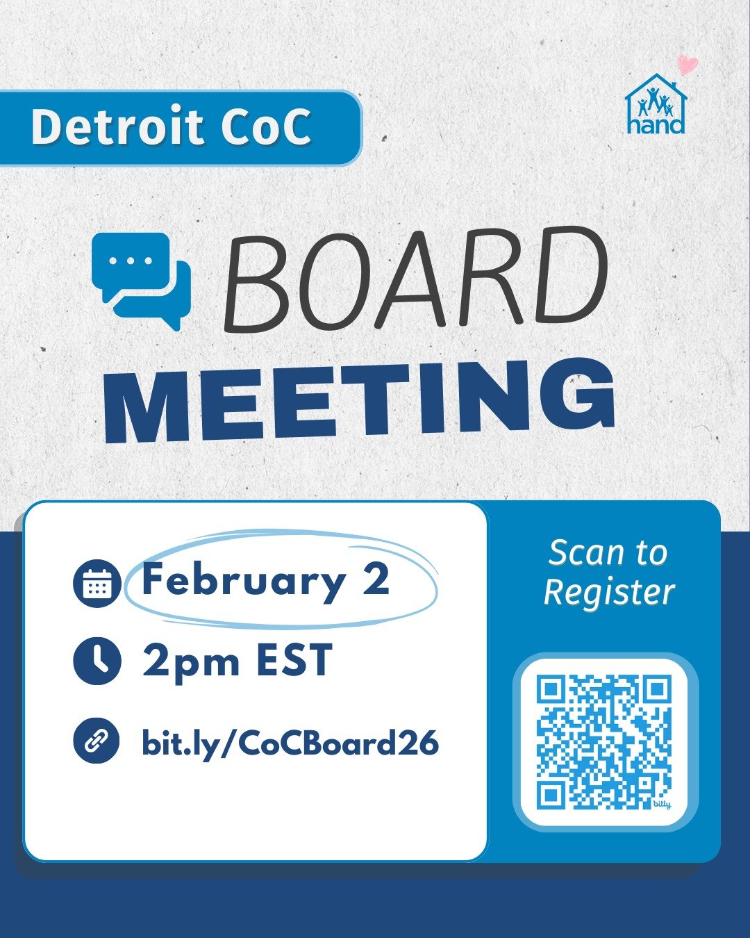 Join us at the next Detroit CoC meeting! Register by scanning the QR code or at this link bit.ly/CoCBoard26 (link in profile)